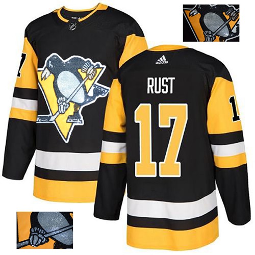 Adidas Penguins #17 Bryan Rust Black Home Authentic Fashion Gold Stitched NHL Jersey